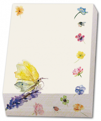 Poznámkový blok 9,5 x 13,5 cm, Květiny a motýl, Michelle Dujardin