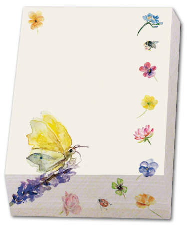 detail Poznámkový blok 9,5 x 13,5 cm, Květiny a motýl, Michelle Dujardin