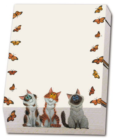 detail Poznámkový blok 9,5 x 13,5 cm 164 listů: Kočky a motýli