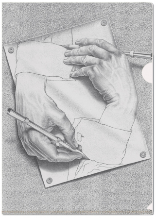 detail L-desky fóliové A4, Ruce kresba, M.C. Escher