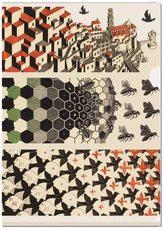 detail L-desky fóliové A4, Metamorphose, M.C. Escher