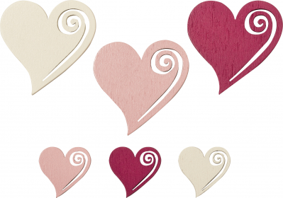 Sada dřevěných dekorací, Romantické srdce, 54ks