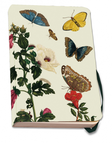 Stylový zápisník s gumičkou A5, Motýli a ibišek