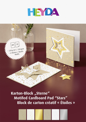 Kartonové papíry blok A4, Kraft s hvězdičkami, 12ks