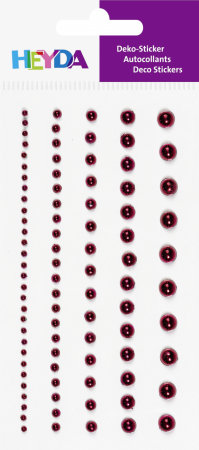 detail Samolepící perličky, kovová červená, 91ks