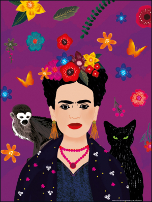 Plakát A3: Vlastní portrét, Frida, 40x30cm