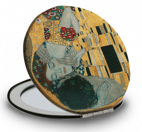 detail Designové cestovní zrcátko, Polibek, Gustav Klimt