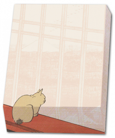 detail Poznámkový blok: Kočka na okně a rýžová pole, U. Hiroshige, Cheste
