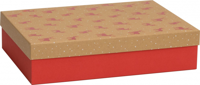 detail Dárková krabička 23,5x33x8cm A4+, Červený jelínek