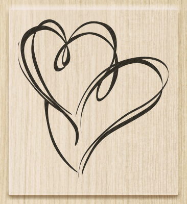 Dřevěné razítko 6x6,5cm Dvě srdce