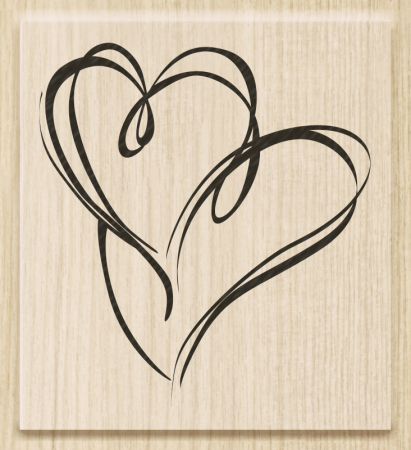 detail Dřevěné razítko 6x6,5cm Dvě srdce