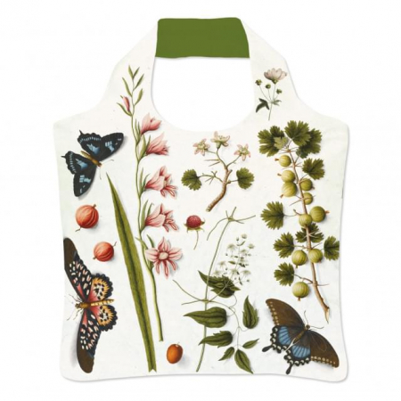 detail Originální skládací taška: Květiny a motýl