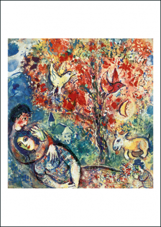 detail Blahopřání s obálkou: Pár pod stromem, Marc Chagall