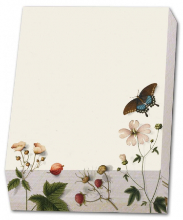 detail Poznámkový blok 9,5x13,5cm, Koláž rostlin a motýlů