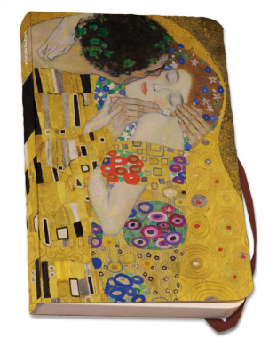 Stylový zápisník s gumičkou A6, Polibek, Gustav Klimt