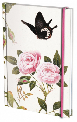 Stylový zápisník s gumičkou A5, pevné desky, Růže v květu