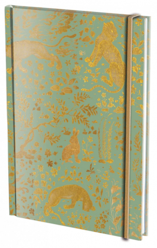 Stylový zápisník s gumičkou A5, pevné desky, Zlaté detaily