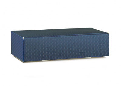 Dárková skládací krabice 2 lahve 34x18,5x9cm, Modrý puntík