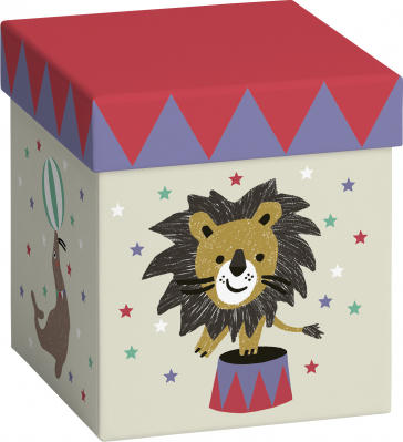 Dárková krabička 11x11x12cm, Zvířátka a cirkus
