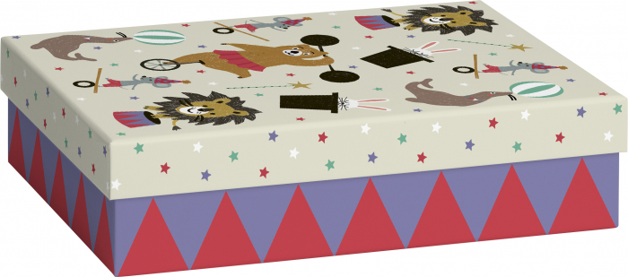 detail Dárková krabička 16,5x24x6cm A5+, Zvířátka a cirkus