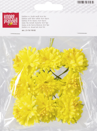 detail Papírová květina Dahlia 4cm, 9ks, žlutá