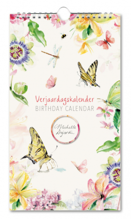 detail Narozeninový kalendář 17x30cm, Motýli a květiny