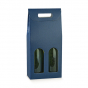 náhled Dárkový skládací box na 2 lahve 18x9x38,5cm, Modrý puntík