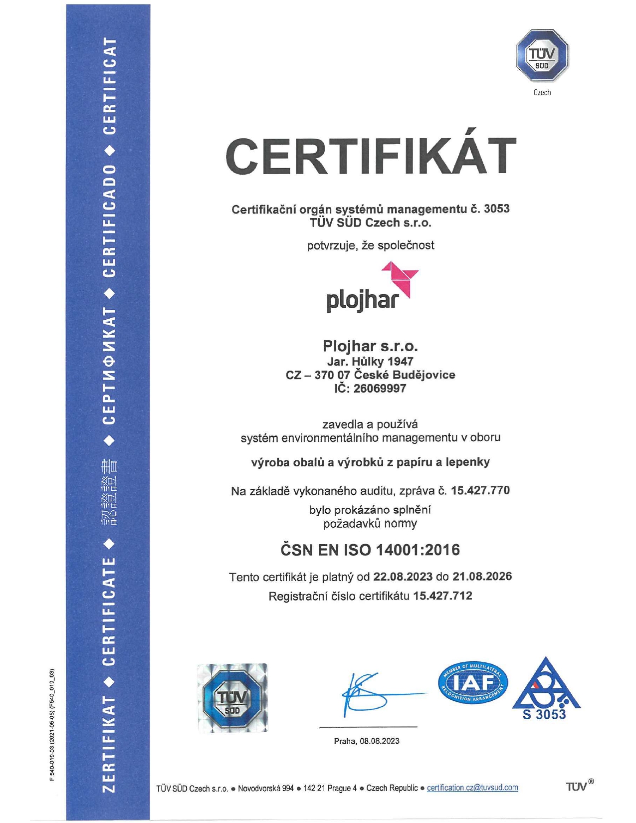 Certifikace ISO 14001