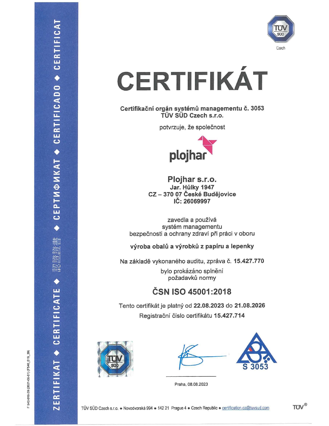 Certifikace ISO 45001